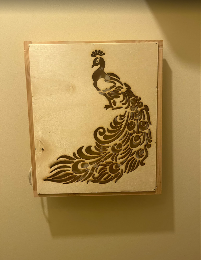 Tableau lumineux paon 