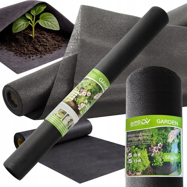 Bache de paillage anti-mauvaises herbes noir épais 50 g/m² 1 x 10 m