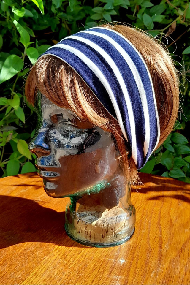 Bandeau jersey coton rayé marine M