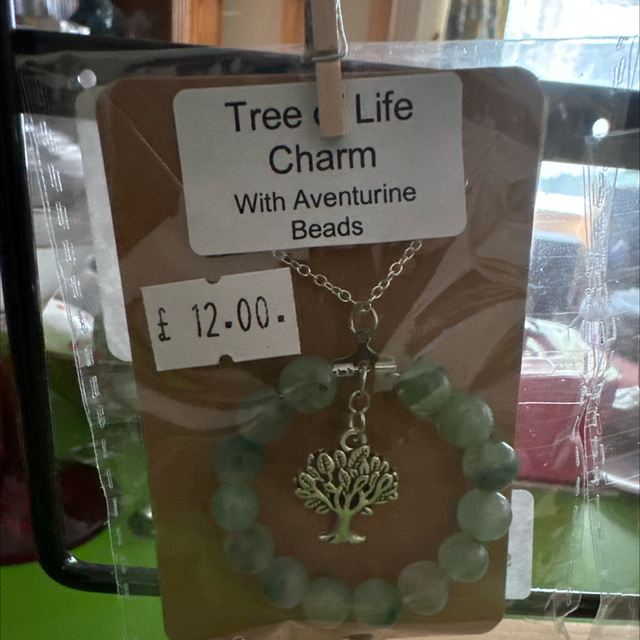Tree of Life Charm with Green Aventurine Bead Necklace 