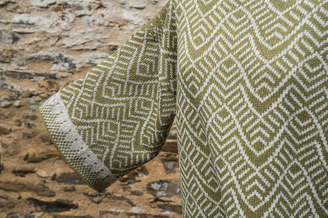 Ripples Tunic Green and Natural. Women's Merino and Silk Top. Boho Knits. Loose fit top.