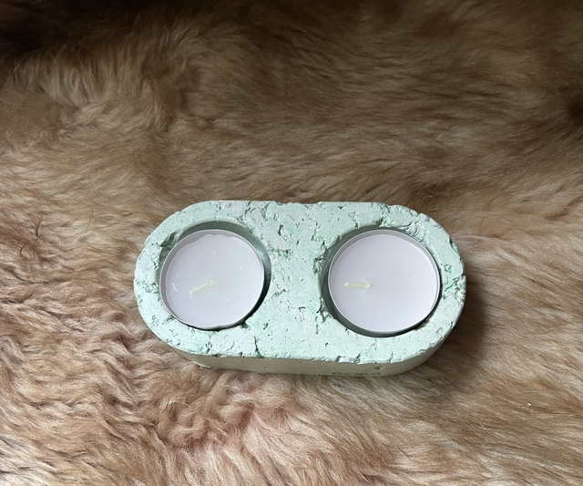 Bougeoir en papier-plâtre Zelda 2 trous vert clair