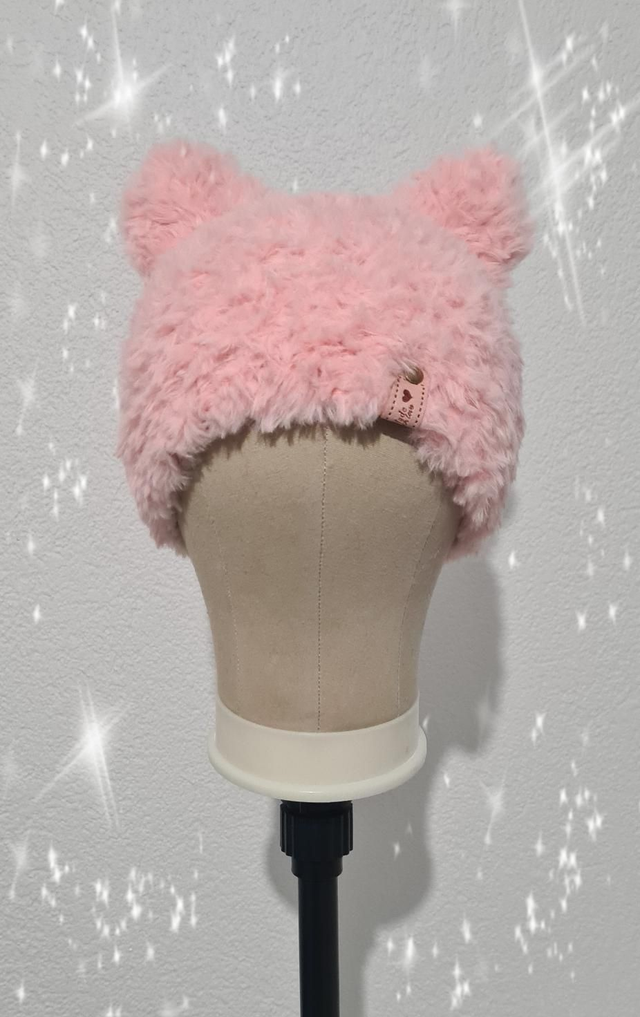 Bonnet "oreilles de chat" rose