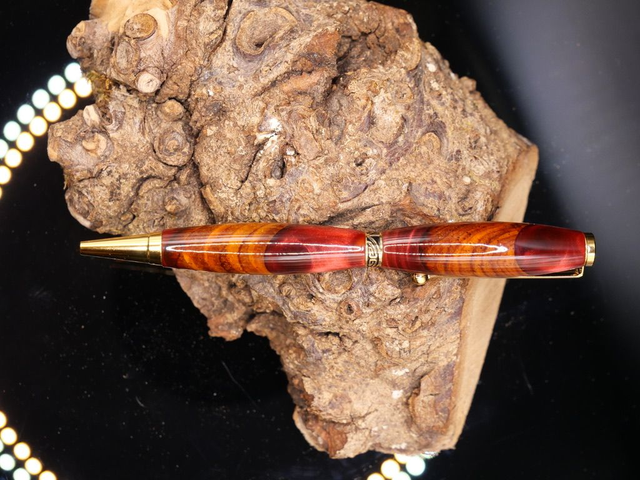 Stylo art deco OR résine et Cocobolo