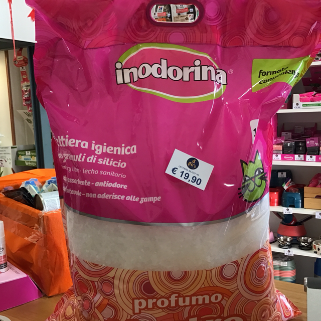 Inodorina lettiera igienica in granuli di silicio ultra assorbente antiodore confortante non aderisce alle zampe formato convenienza 16LProfumo neutro