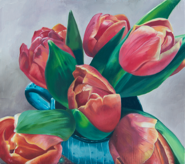Limited Edition Fine Art Giclee Print - Tulips in a Blue Jug (A4)