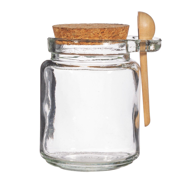 Small Jar With Cork Lid And Spoon