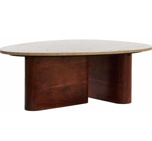 MAHELONA coffee table - travertine sand/wood brown