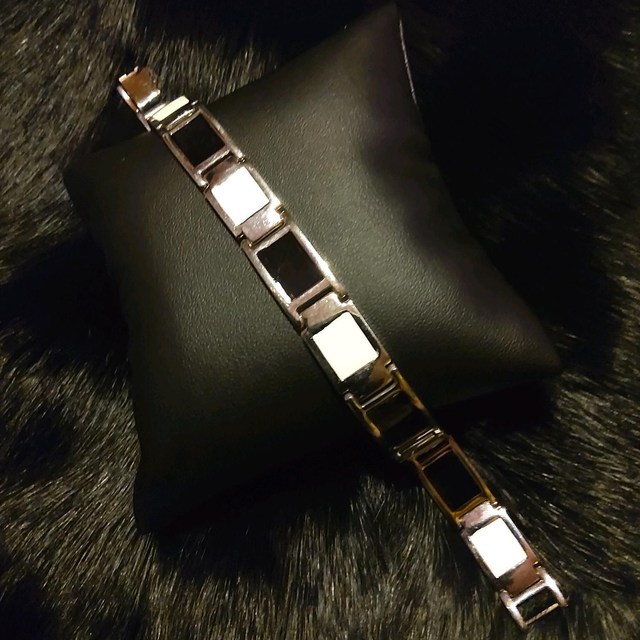 Bracelet en céramique et acier inoxydable argent