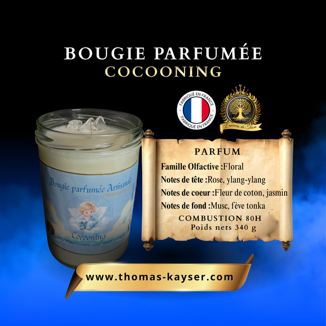 Bougie artisanale – Cocooning Fleur de Coton 340 GR