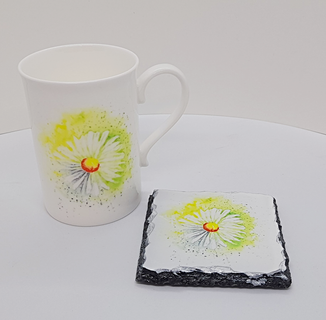 Daisy Bone China Mug and Optional matching Coaster