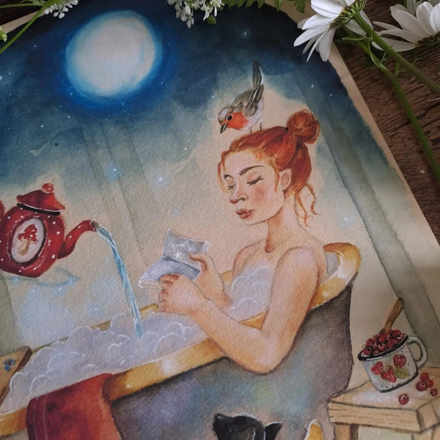 Bain floral sous la lune