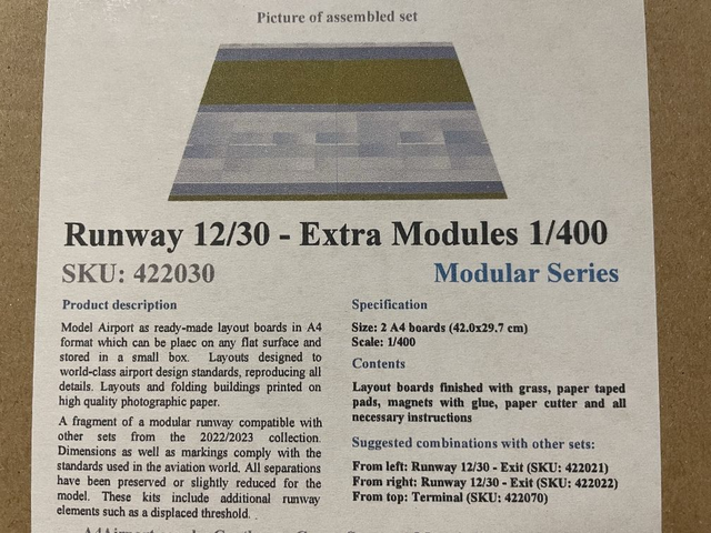 Diorama Runway 12/30 Extra Modul 1/400 (2 x A4 29,78 x 21 cm)
