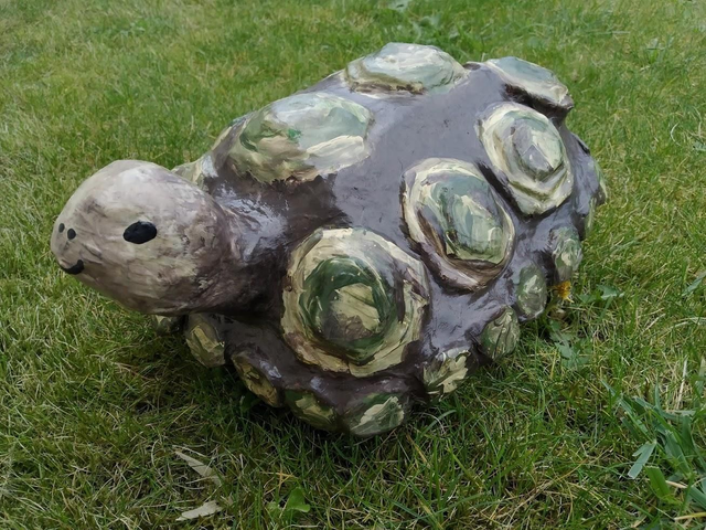 TORTUE DE TERRE, papier mâché, fait main, décoration ou cadeau unique, 32 cm 