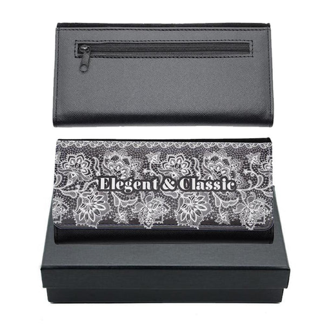 Large Leather Purse - Black + giftbox
