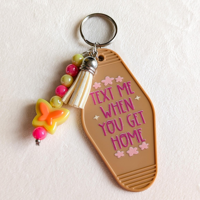 'Text Me' Keyring - Brown