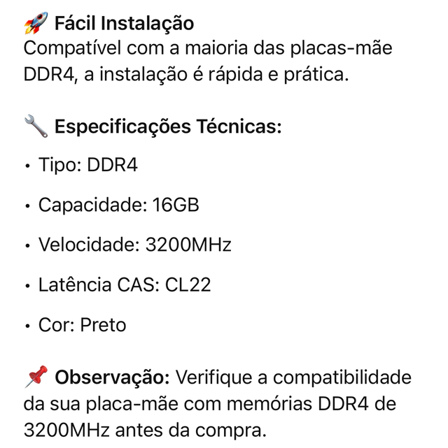 Memória RAM Para Desktop DDR4, Cap 16GB, 3200MHz, Best Memory, CL22, Preto - BT-D4-16G-3200V