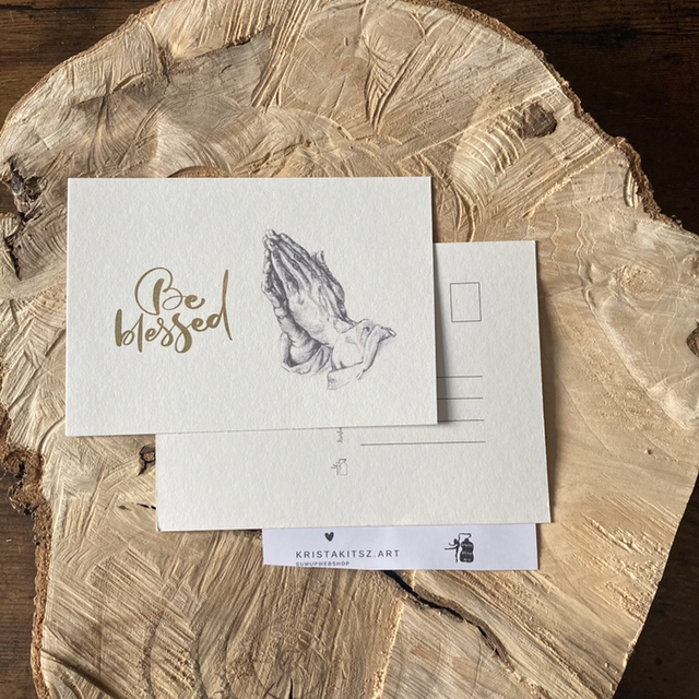 Kerst Postkaart Biddende handen | zonder envelop | platte ansichtkaart Christelijke kerstkaart 