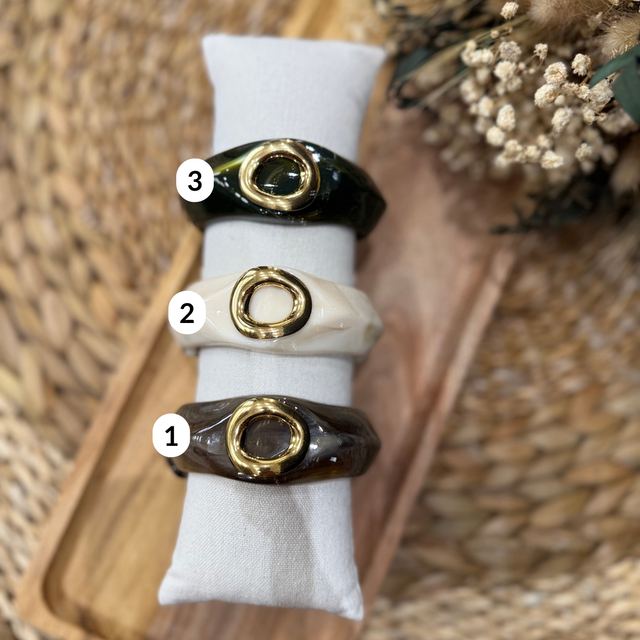 Bracelets résine &amp; rond couleur dorée