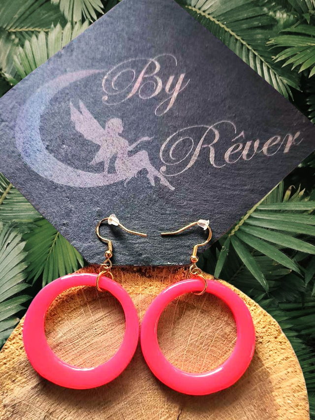 BOUCLES D'OREILLES - ANNEAUX ROSES