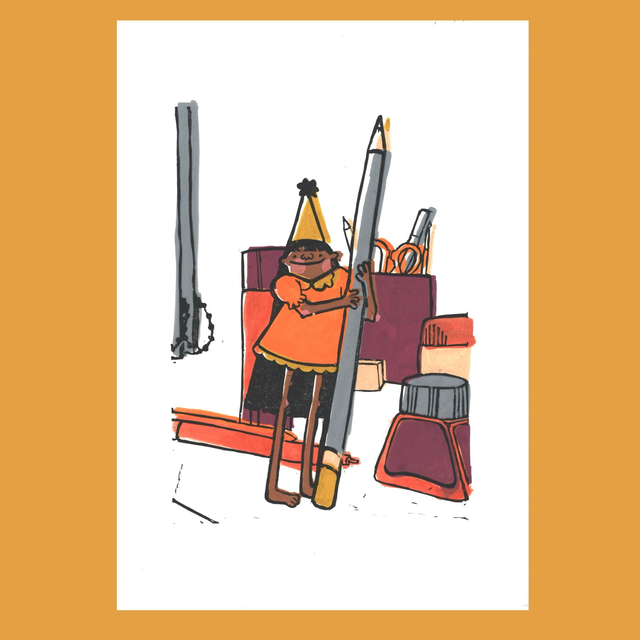 Penny's Pencil Linoprint - Mixed Colours