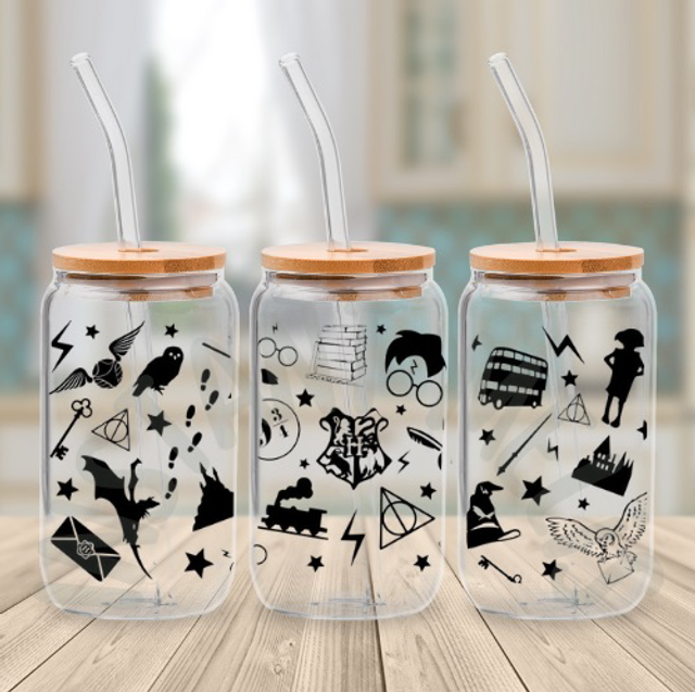 Canette en verre - Harry Potter Noir 