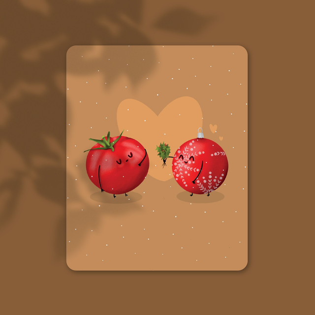 Noël - Boule de Noël et sa tomate - 10,7 x 13,9 cm