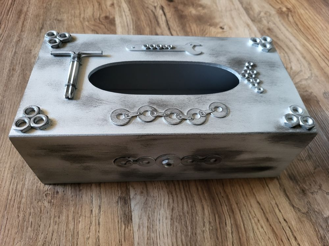 Boite à Mouchoirs en Bois Effet Métal &quot;Tools&quot;