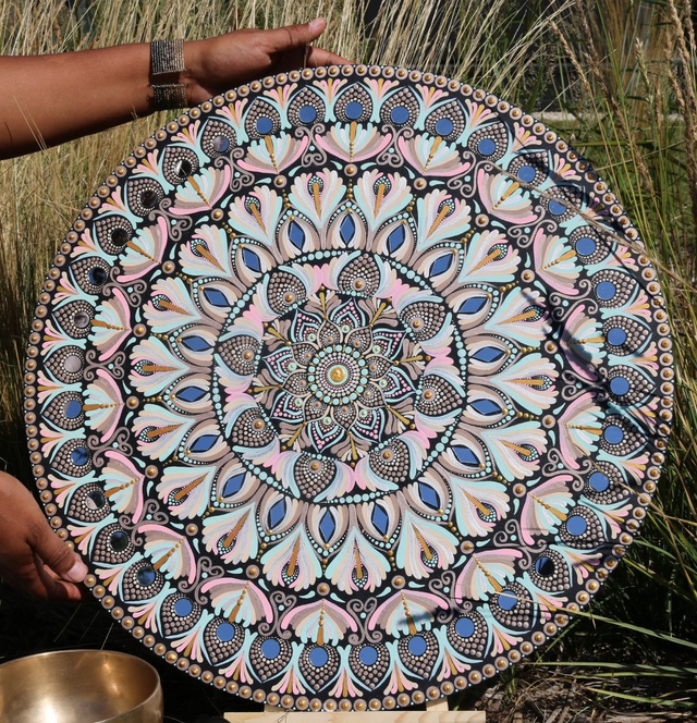 Mandala 55 cm rose vert d&#039;eau