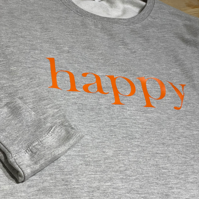 Neon Orange Happy Sweatshirt  | Tambas Prints  