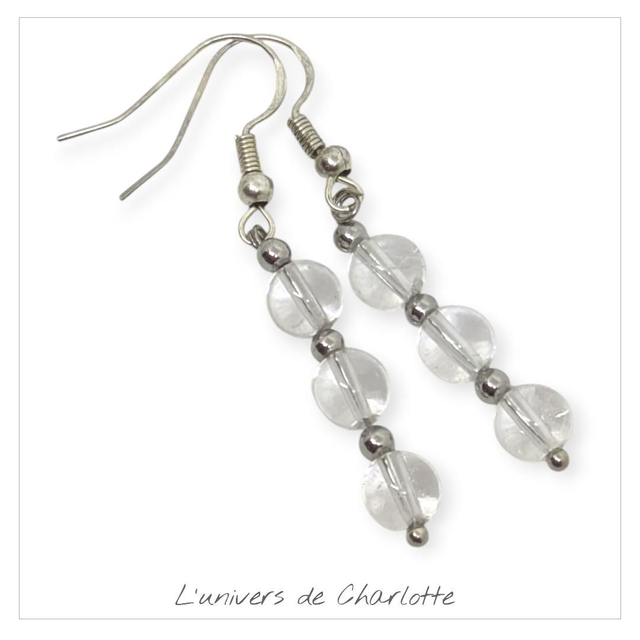 Boucles d'oreilles "Cristal de roche" BO-030