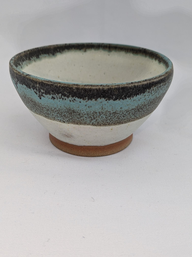 Turquoise and light oatmeal bowl