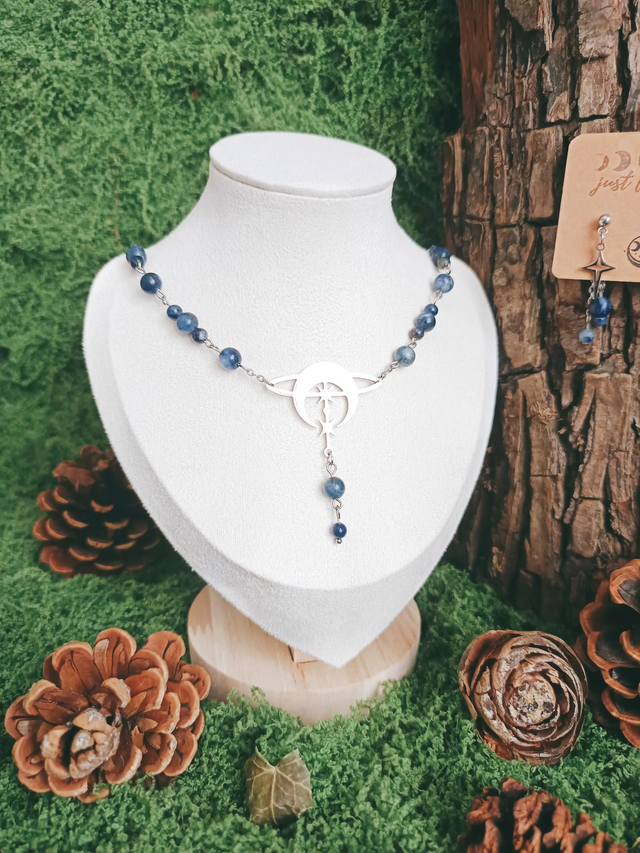 COLLIER - COSMIC VIBES (argenté/sodalite)