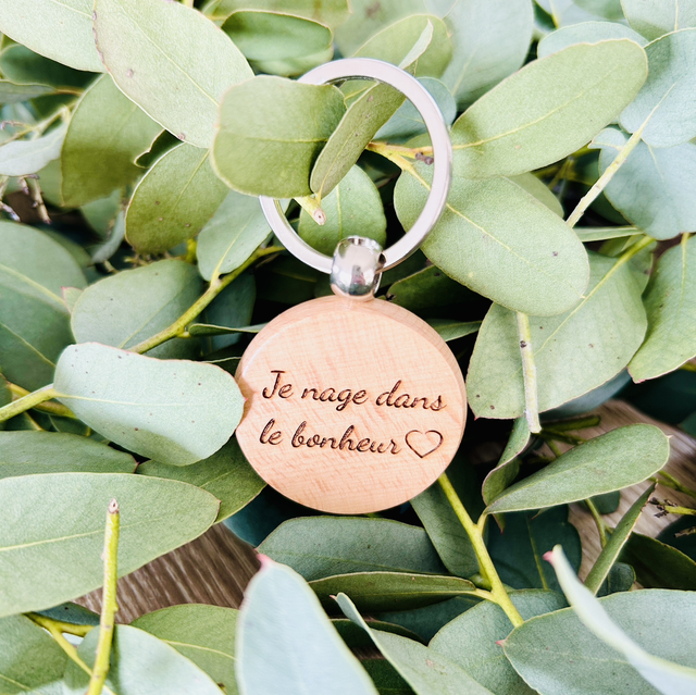 Porte clé "Je nage dans le bonheur"