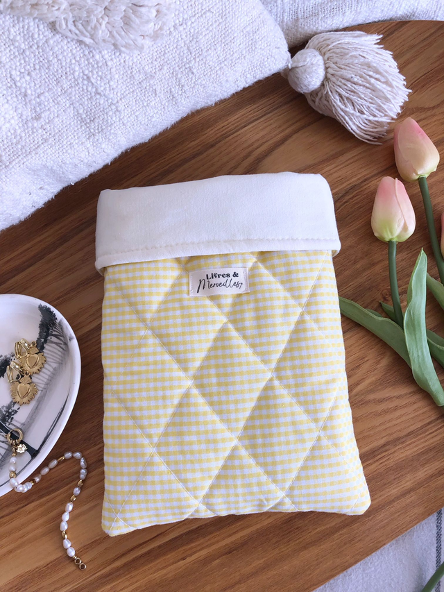 Pochette à livres en coton vichy Laura