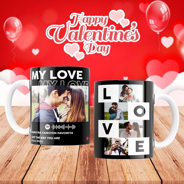 Tazza collage  Da inserire un max 5 foto puoi anche aggiungere una frase Tazza collage ( Versione NERA )  