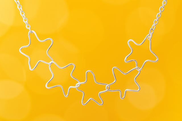 Starlit Silver: Recycled Silver Star Necklace – Linked Hollow Star Cluster