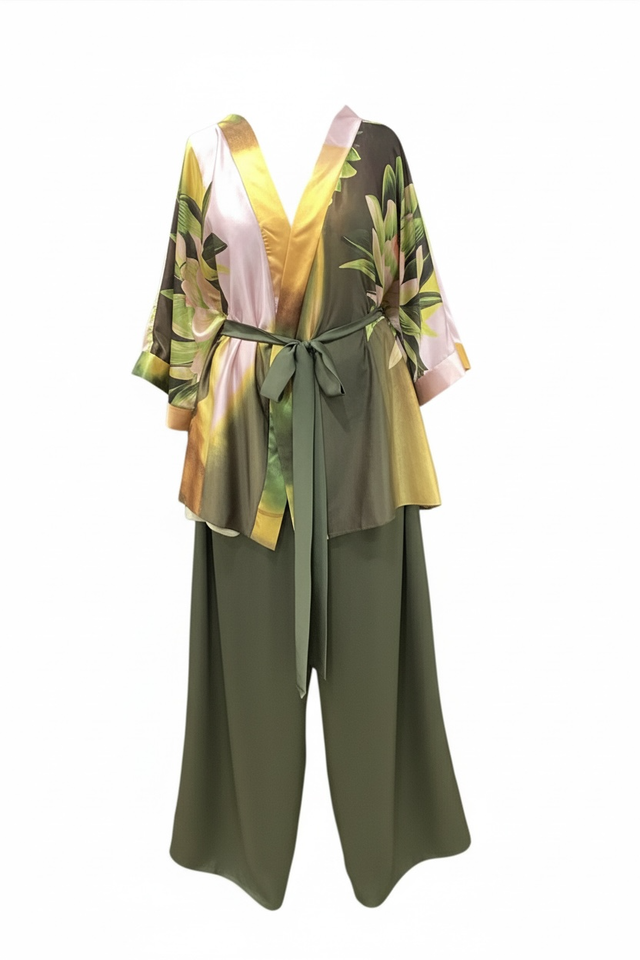 Kimono en soie - Jardin tropical
