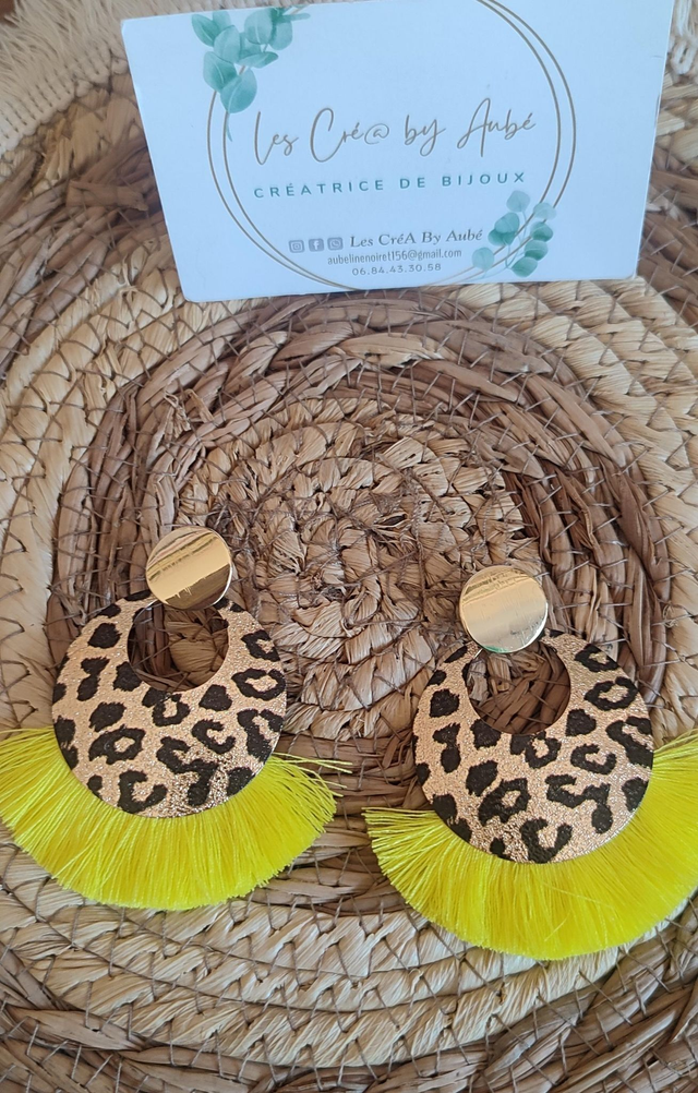 BO BOHEME LEOPARD/ POMPONS JAUNE 0000025