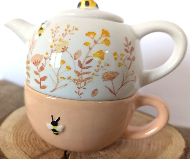 Ceramic teapot and mug set - Dusky Pink