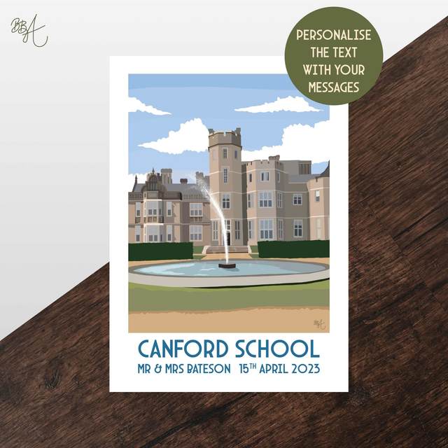 Canford School, Personalised Wedding Venue Print