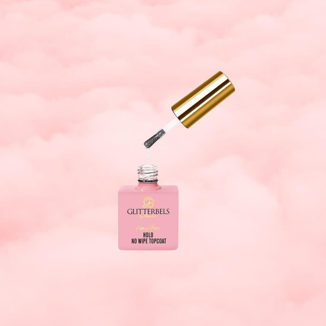 Glitterbels Holo no wipe top coat hema free