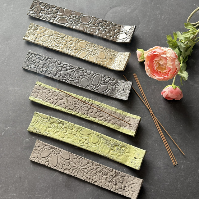 Handmade Ceramic Incense Holders – Available in 6 Colors, green black white gray natural, stoneware incense burners