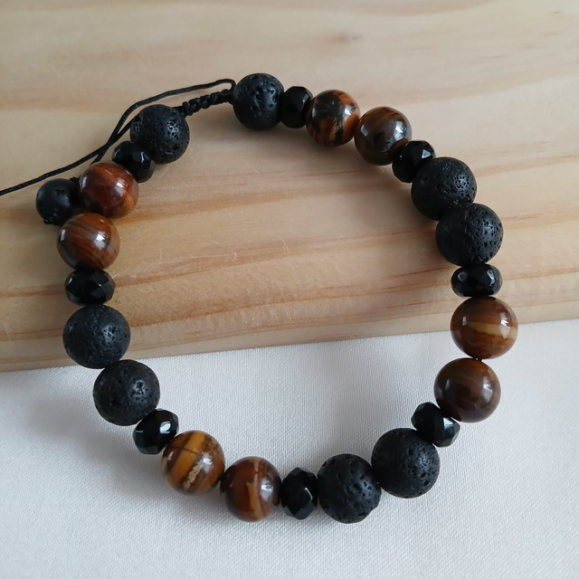 Herenarmband met Tijgerijzer, Lavasteen en Onyx (2.065)