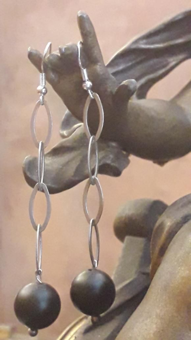 Boucles d'oreilles onyx argent 925