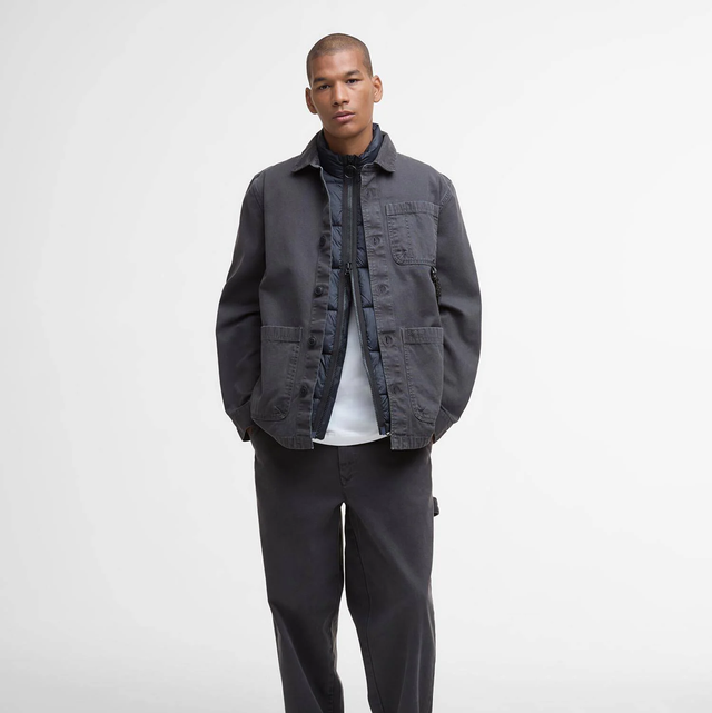 Barbour Bowland Garment Dyed Overshirt Black