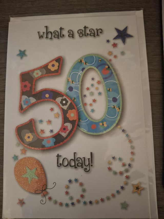 50th Birthday card Star theme 