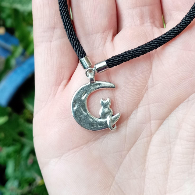 Black kids bracelet with a Moon Charm