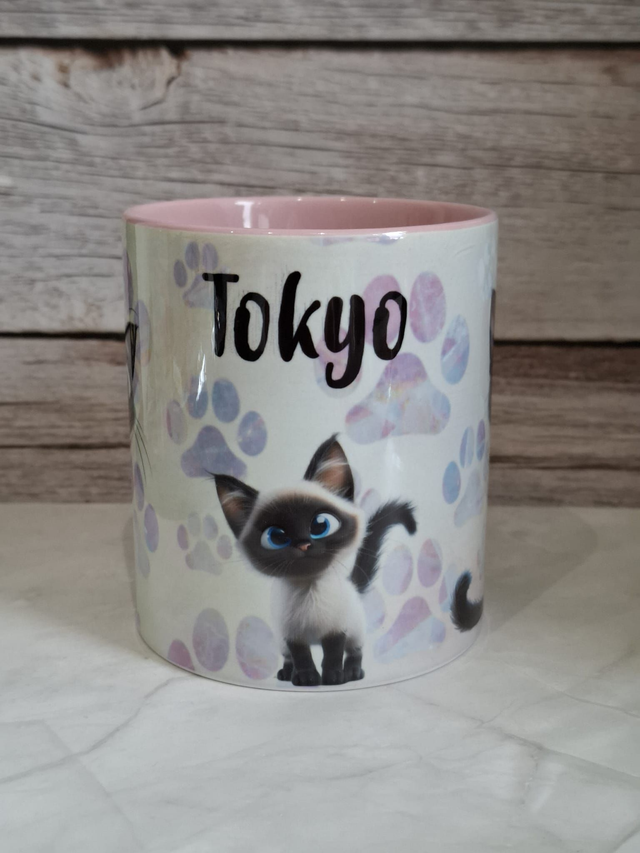 Mug coeur rose chat siamois