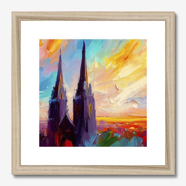 Armagh Cathedral Sunset. Framed, signed print by Stefan Birch